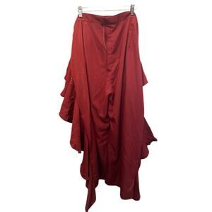 Incerun Mens Side Ruffled Pants Red 4XL Oversized Incessanty Running